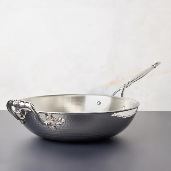 Ruffoni Opus Prima Hammered Stainless Steel Wok, 12"