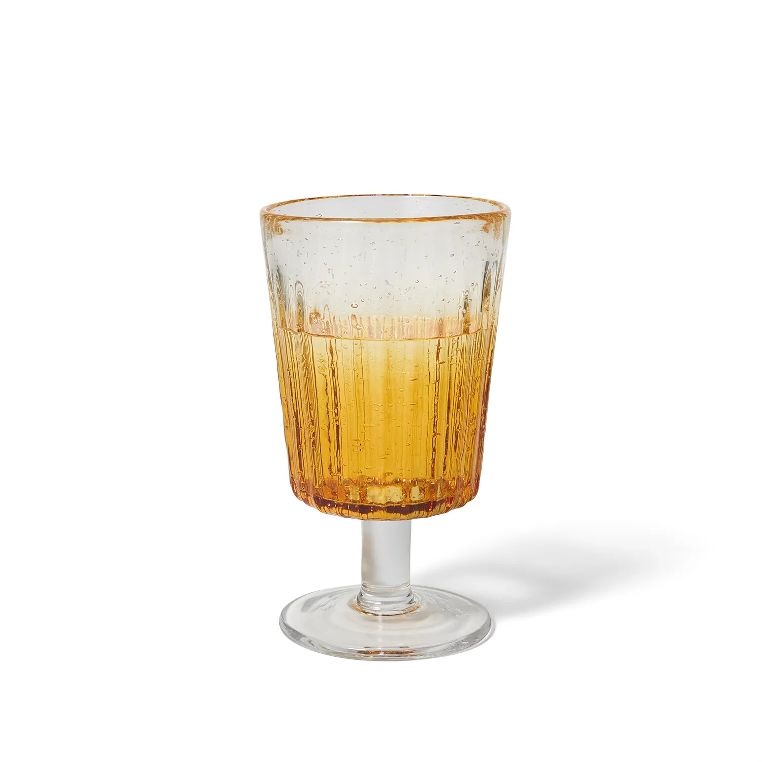 Sur La Table Amber Ribbed Goblet Glass