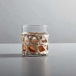 Wicker-Wrapped Double Old-Fashioned Glasses
