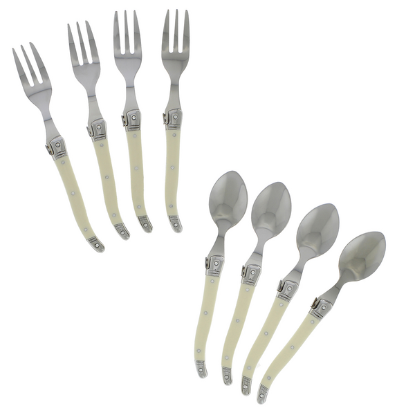 French Home 8-Piece Laguiole Cocktail/Dessert Spoon and Fork Set