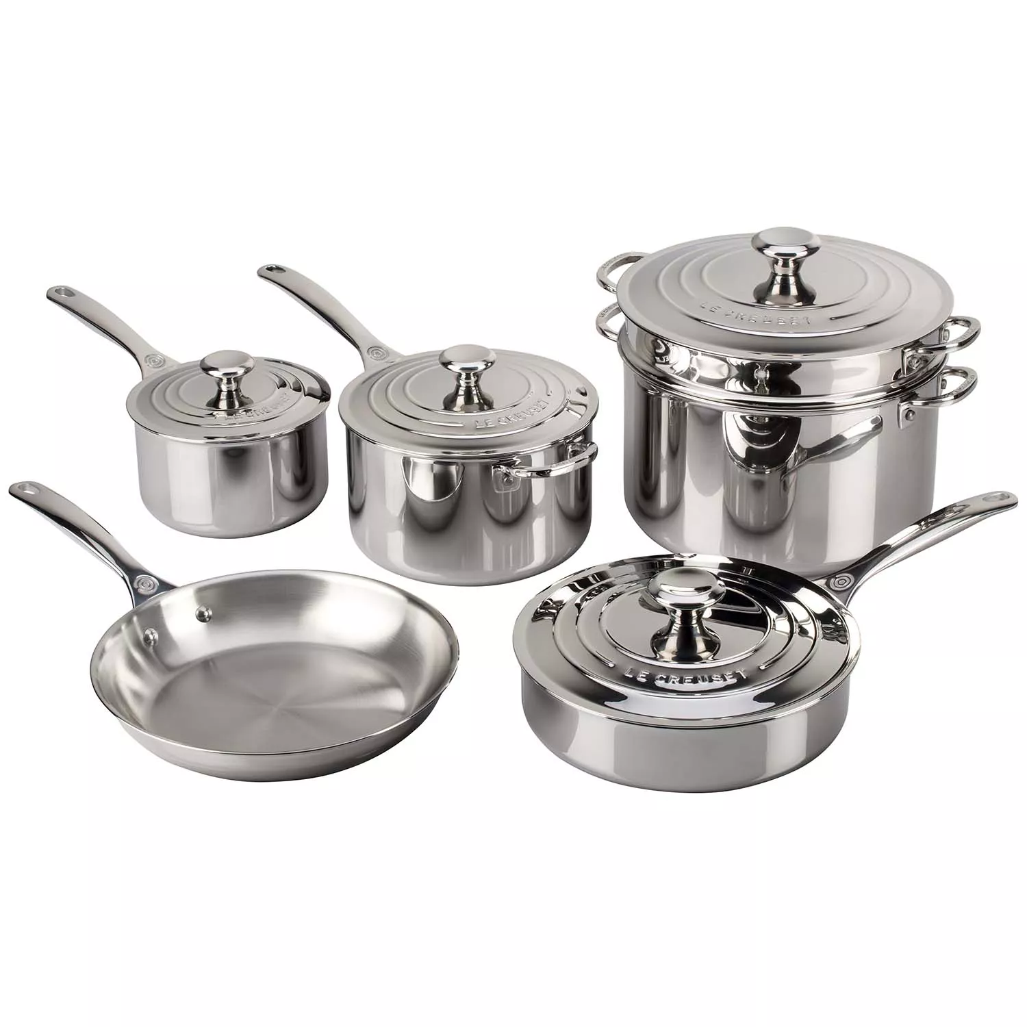 French Classic Tri-Ply Stainless Cookware 3 Piece Double Boiler Set