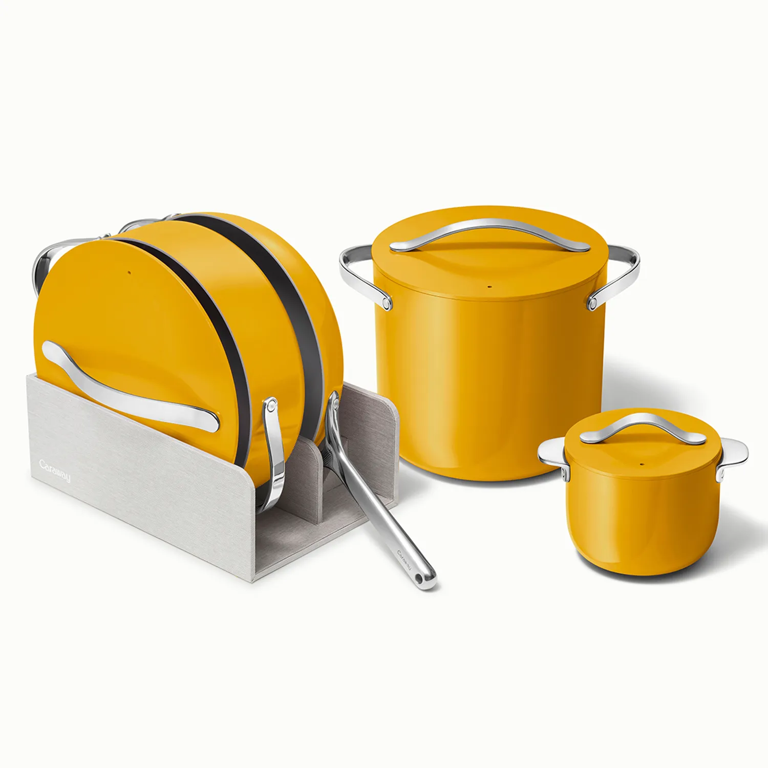 Caraway Ceramic Nonstick Cookware+ 7-Piece Set with Bonus Storage