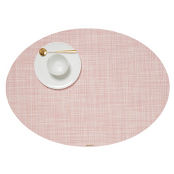 Chilewich Mini Basketweave Oval Placemat, 14" x 19.25" t overlap on a round table