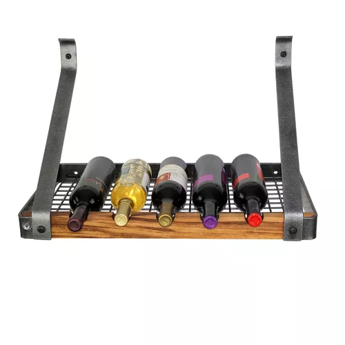 Enclume Hammered Steel &#38; Tigerwood Signature Bookshelf Wine Rack