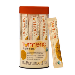 The Republic of Tea Organic Turmeric Single Sip I was a little concerned about the calories added which is not excessive but using just a teaspoon is good enough to get the amazing taste