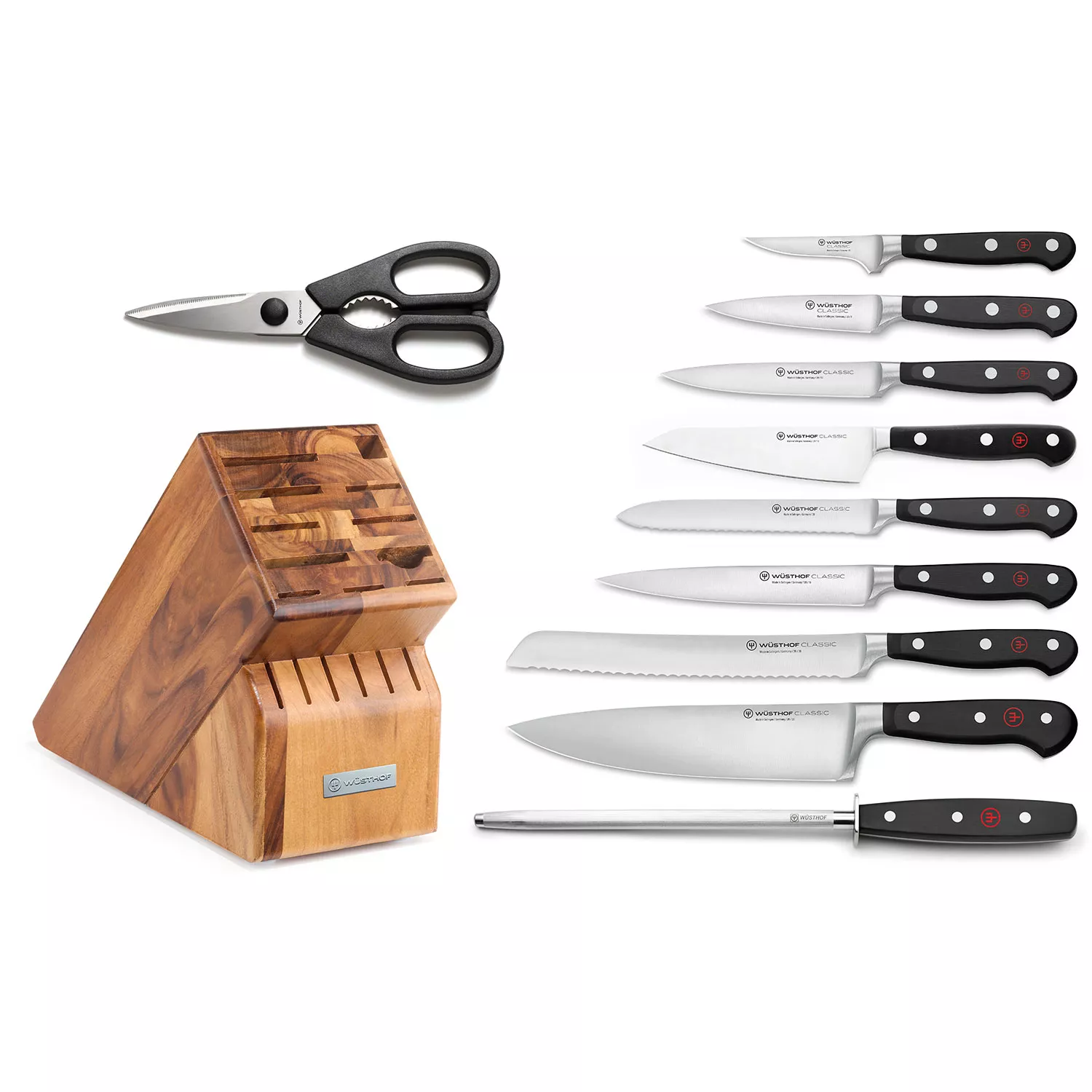 HUNTER.DUAL Knife Set, 15 Piece Kitchen Knife Set with Block Self  Sharpening