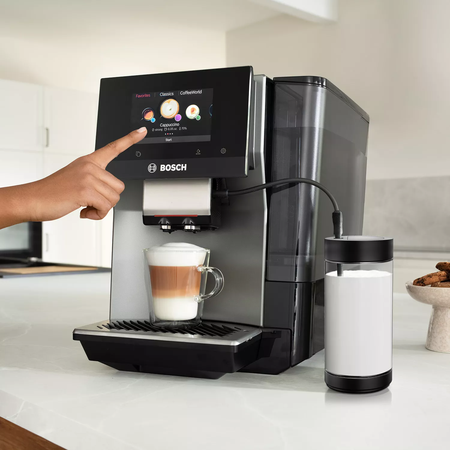 Bosch 800 Series Fully Automatic Espresso Machine with Milk Express Plus, Silver