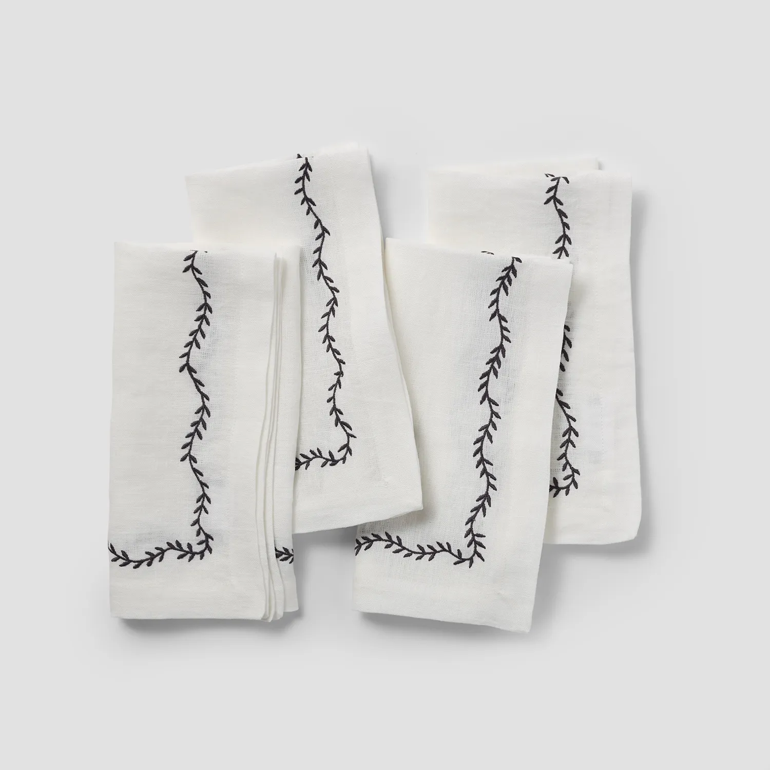 Sur La Table Embroidered Vine Linen Napkins, Set of 4