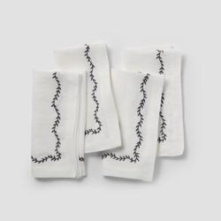 Sur La Table Embroidered Vine Linen Napkins, Set of 4