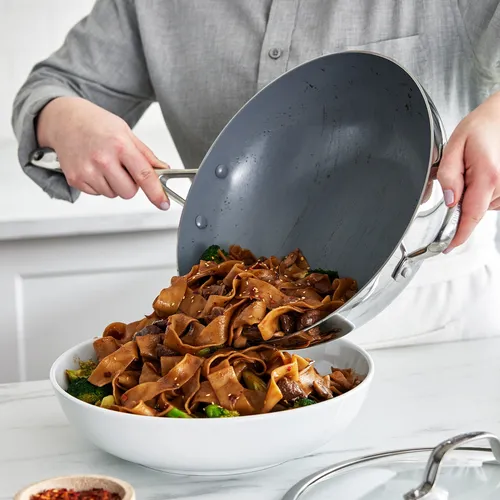 GreenPan Stainless Steel Valencia Pro Ceramic Nonstick Wok w/ Lid, 12"