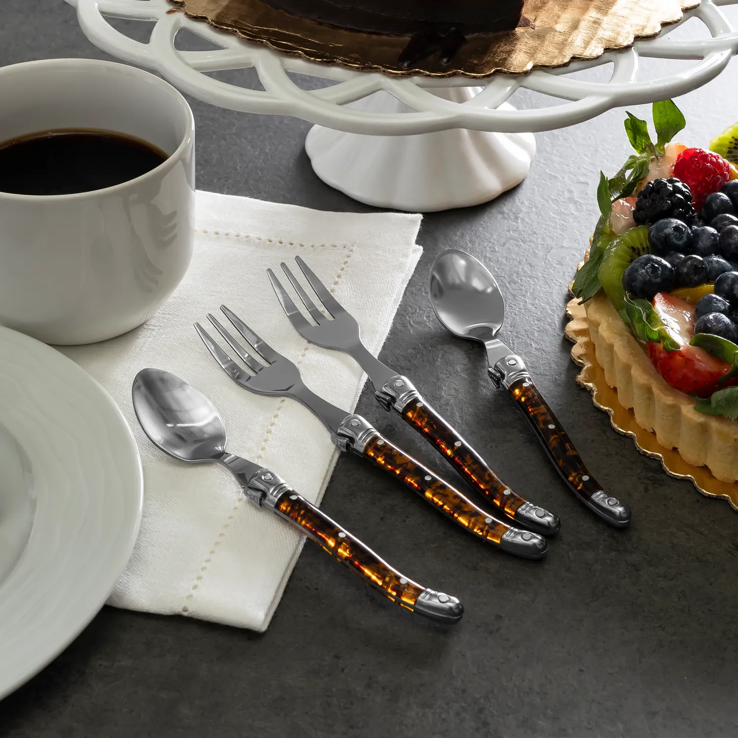 French Home 8-Piece Laguiole Cocktail/Dessert Spoon and Fork Set