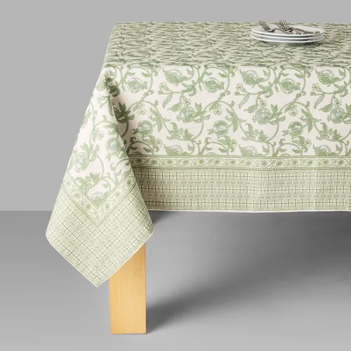 Sur la table Green Floral Blossom Tablecloth