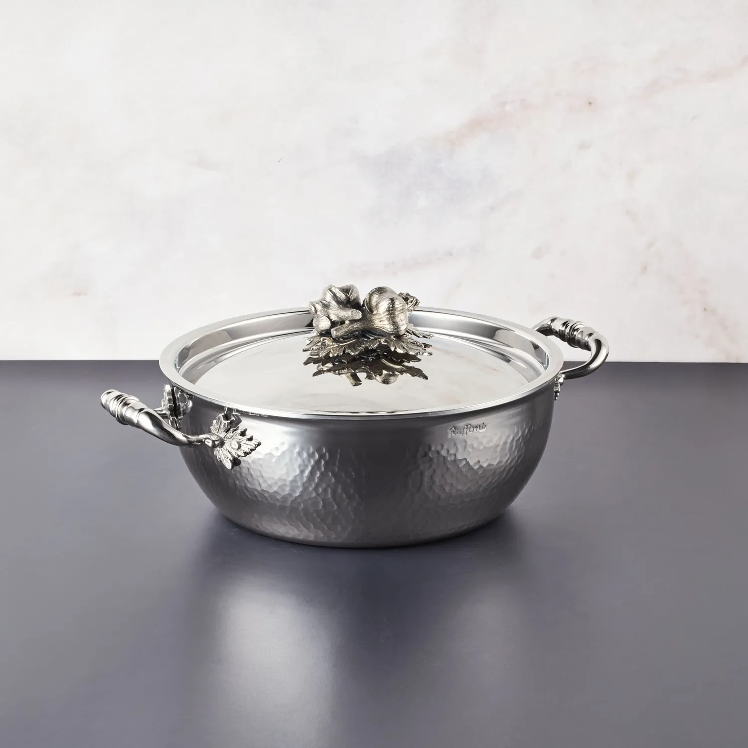 Ruffoni Opus Prima Hammered Stainless Steel Chef Pot, 4 qt.