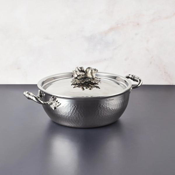 Ruffoni Opus Prima Hammered Stainless Steel Chef Pot, 4 qt.