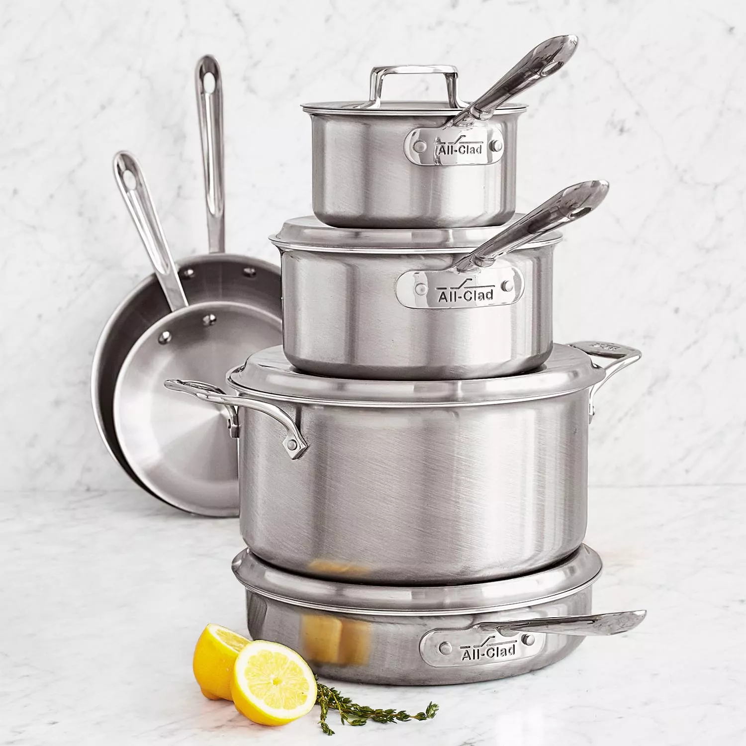 All-Clad D5 Brushed Stainless Steel 10 Piece Cookware Set with Free 4 Piece Lasagna Set