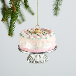 Sur La Table Pink Cake Glass Ornament, 2.95"