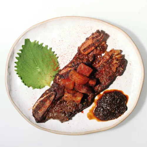 Beef Galbi with Braised Radish & Perilla Leaves