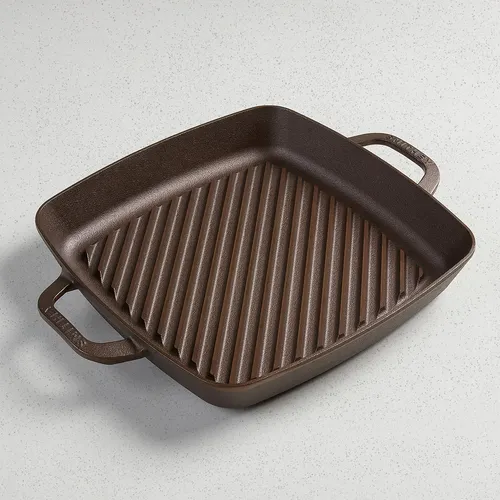 Smithey Polished Cast Iron Square Grill Pan, 12"