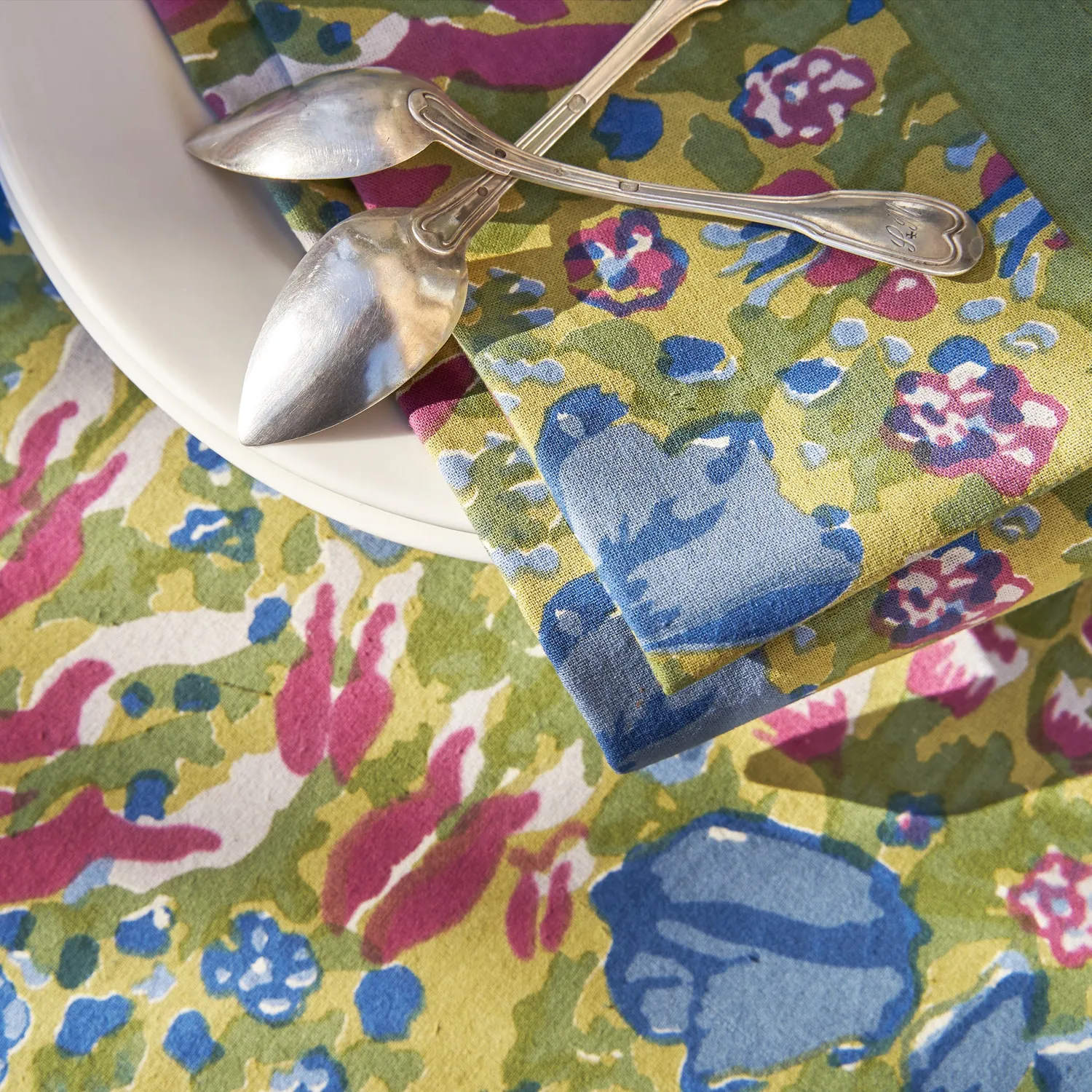 Couleur Nature Jardin Tablecloth, Blue & Green