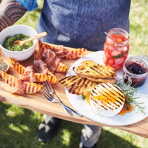 Grilled Prosciutto and Melon with Olive Oil