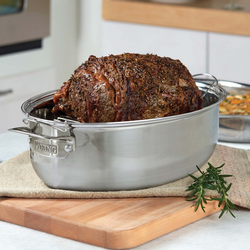 Viking 3-Ply Stainless Steel Oval Roaster with Rack, 8.5 qt.