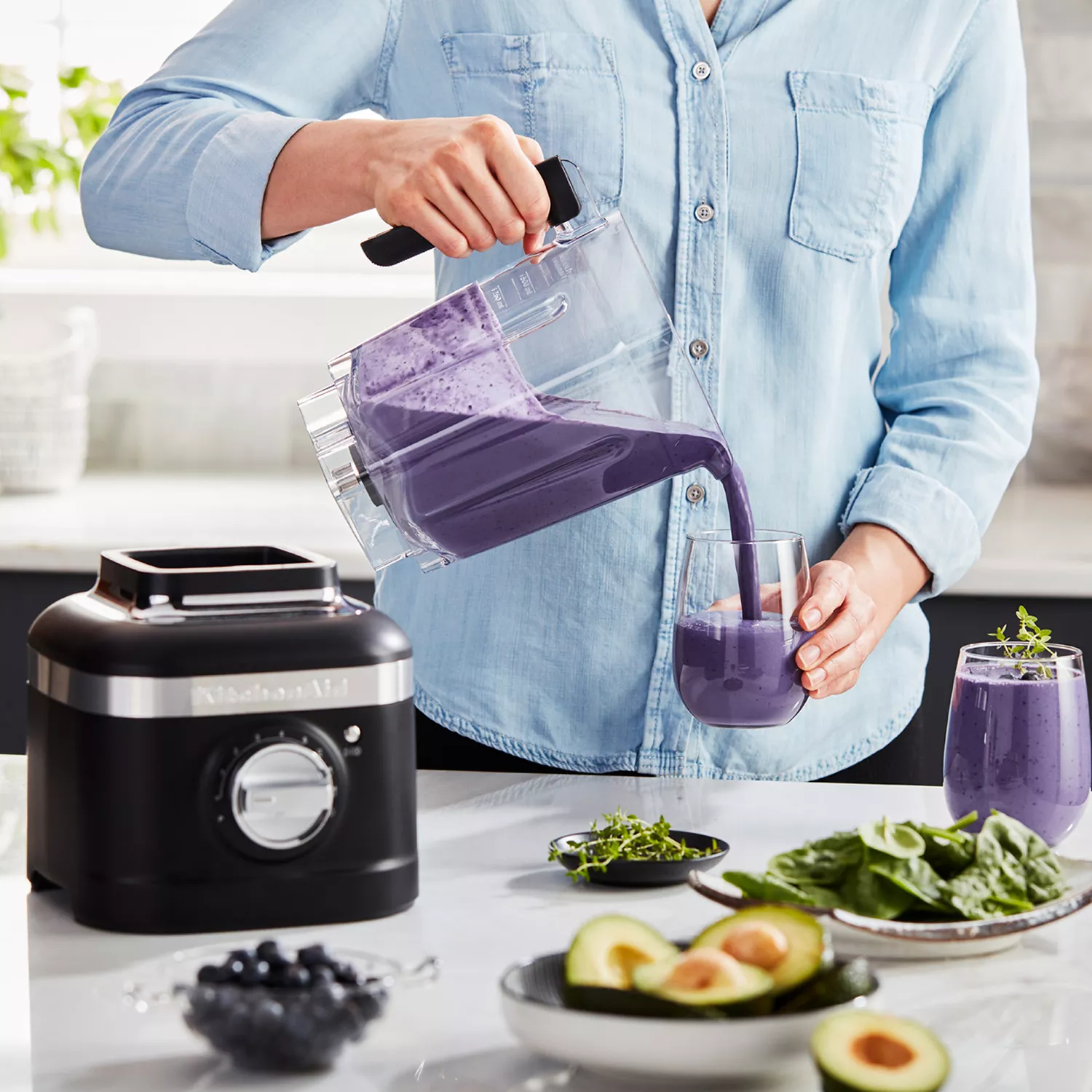 Blend your best tasting smoothies with the new K400 Blender. With  asymmetric blades and 3 preset recipe programs, it's designed to tackle the  toughest, By KitchenAid