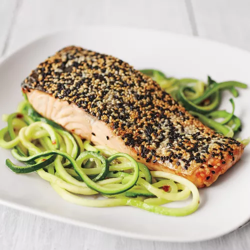 Sesame Crusted Salmon with Zucchini