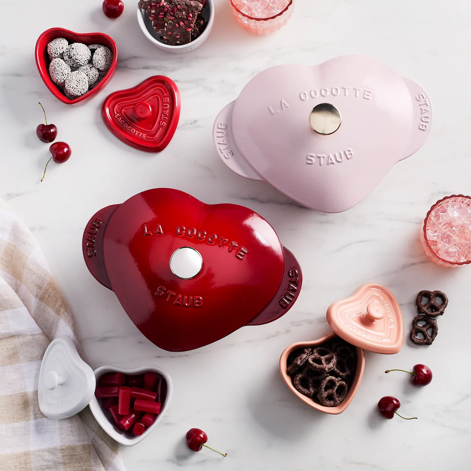 Staub Ceramic Mini Heart Cocottes, Set of 3