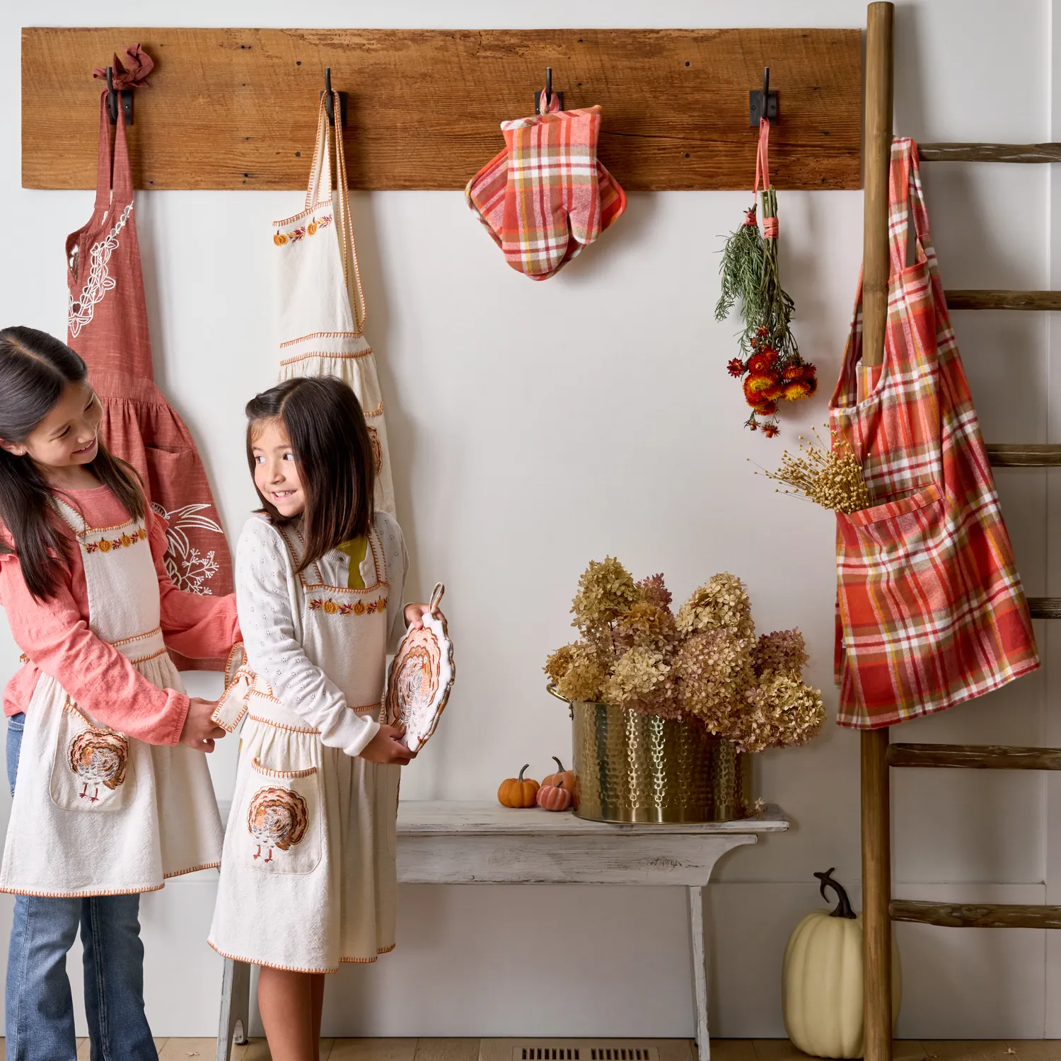 Sur La Table Orange Plaid Smock Apron