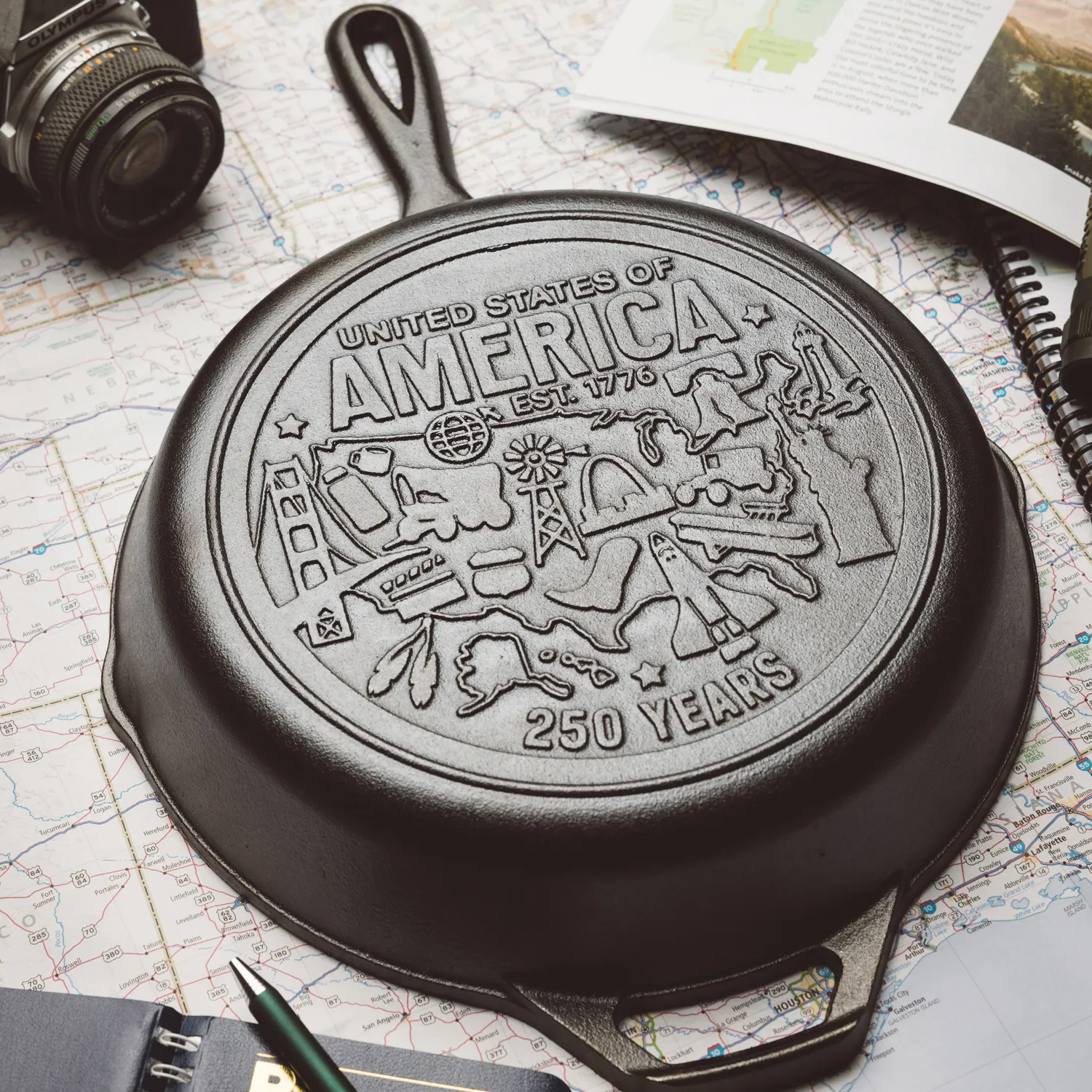 Lodge USA 250th Anniversary Cast Iron Skillet, 10.25"