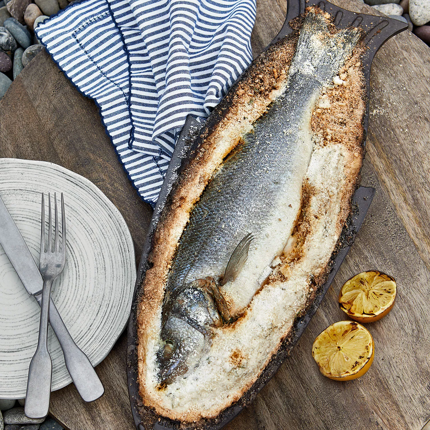 Salt-Baked Sea Bass with Lemon and Herb Recipe