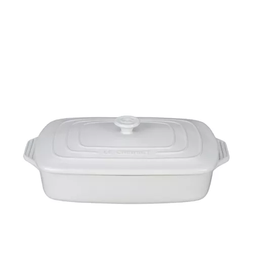Le Creuset Covered White Rectangular Baker, 3.5 qt.