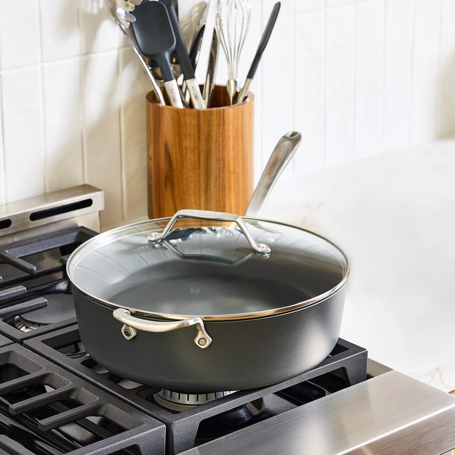 All-Clad HA1 Ceramic Nonstick Sauté Pan with Lid, 6 qt.