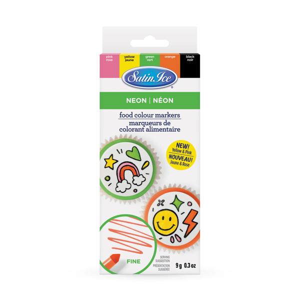 Satin Ice Neon Colored Edible Markers, Set of 5