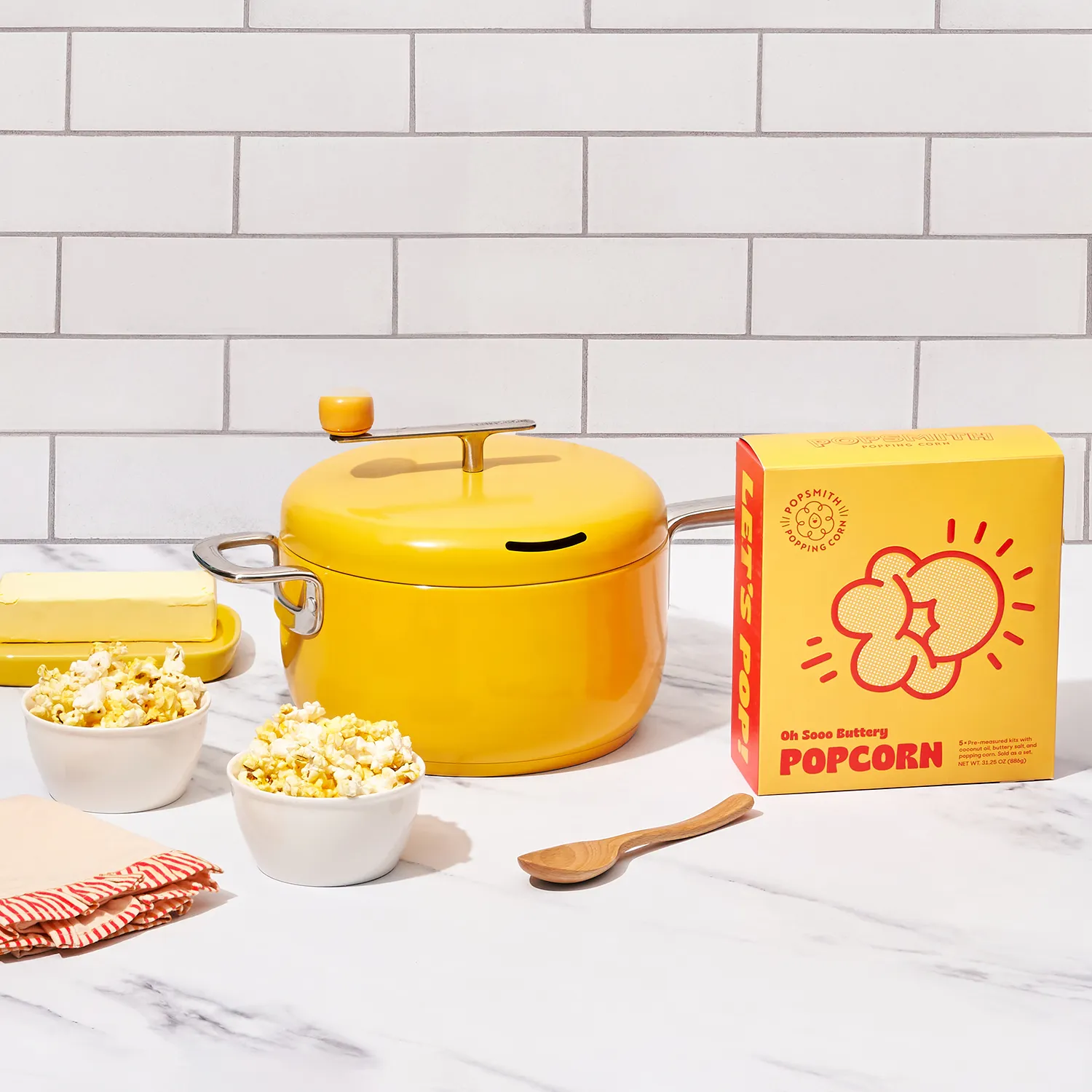 Popsmith Modern Stovetop Popcorn Popper with Buttery Popcorn Kits