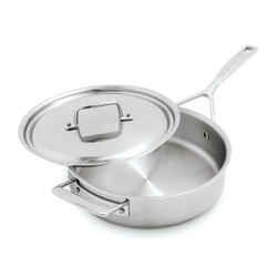 Demeyere Essential5 Stainless Steel Saute Pan with Lid, 3 Qt.
