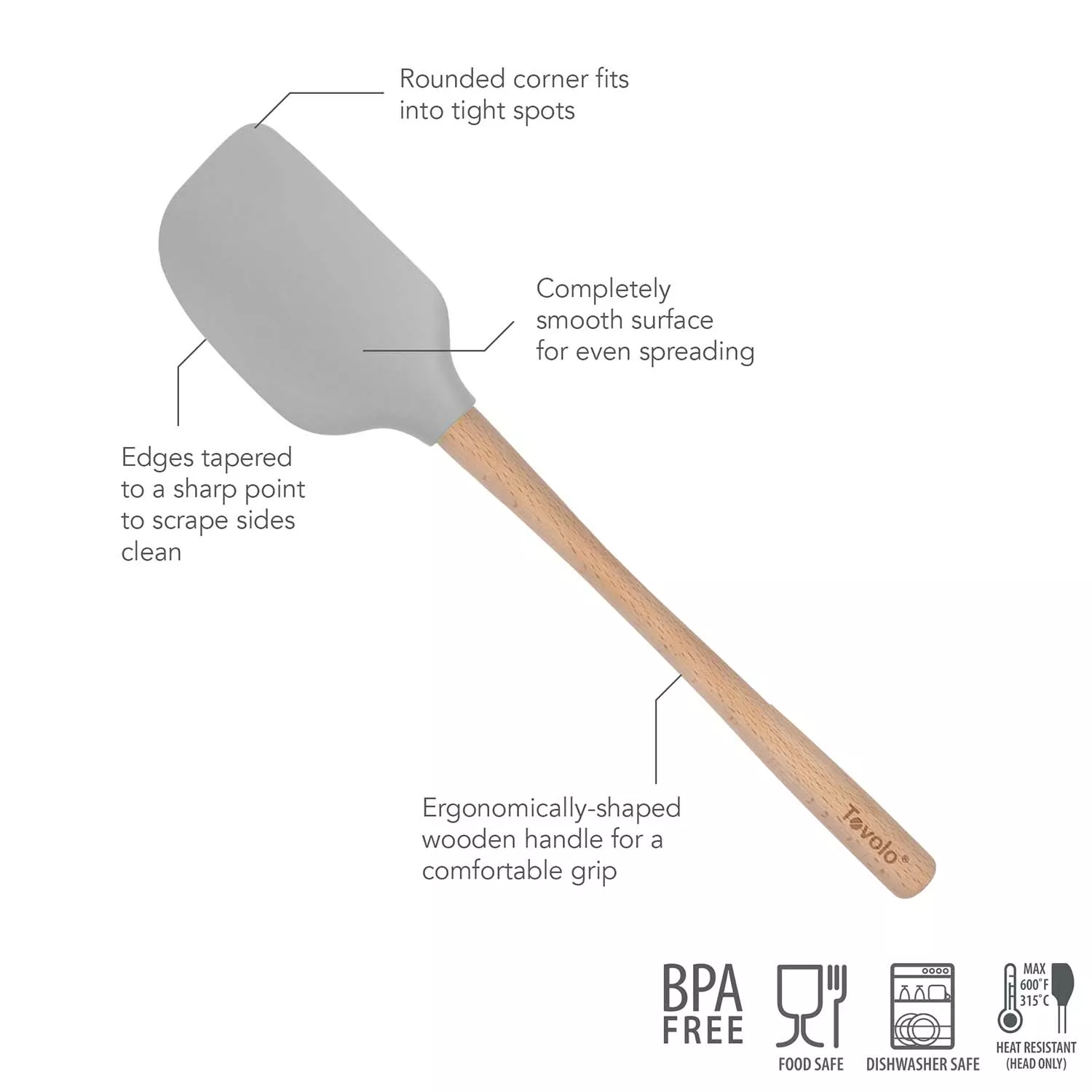 spatula, silicone & wood handle cayenne