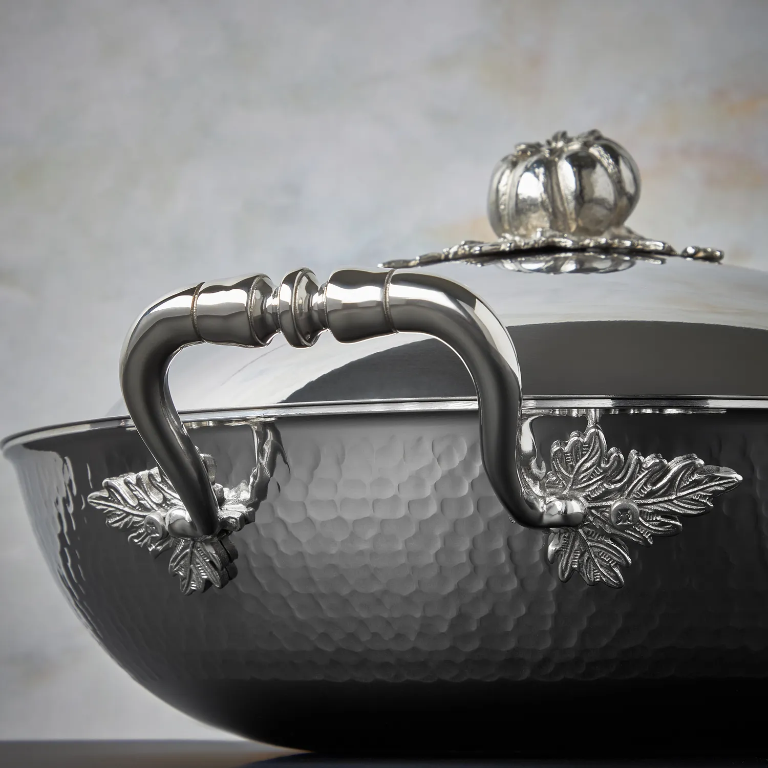 Ruffoni Opus Prima Hammered Stainless Steel Wok with Lid, 13"