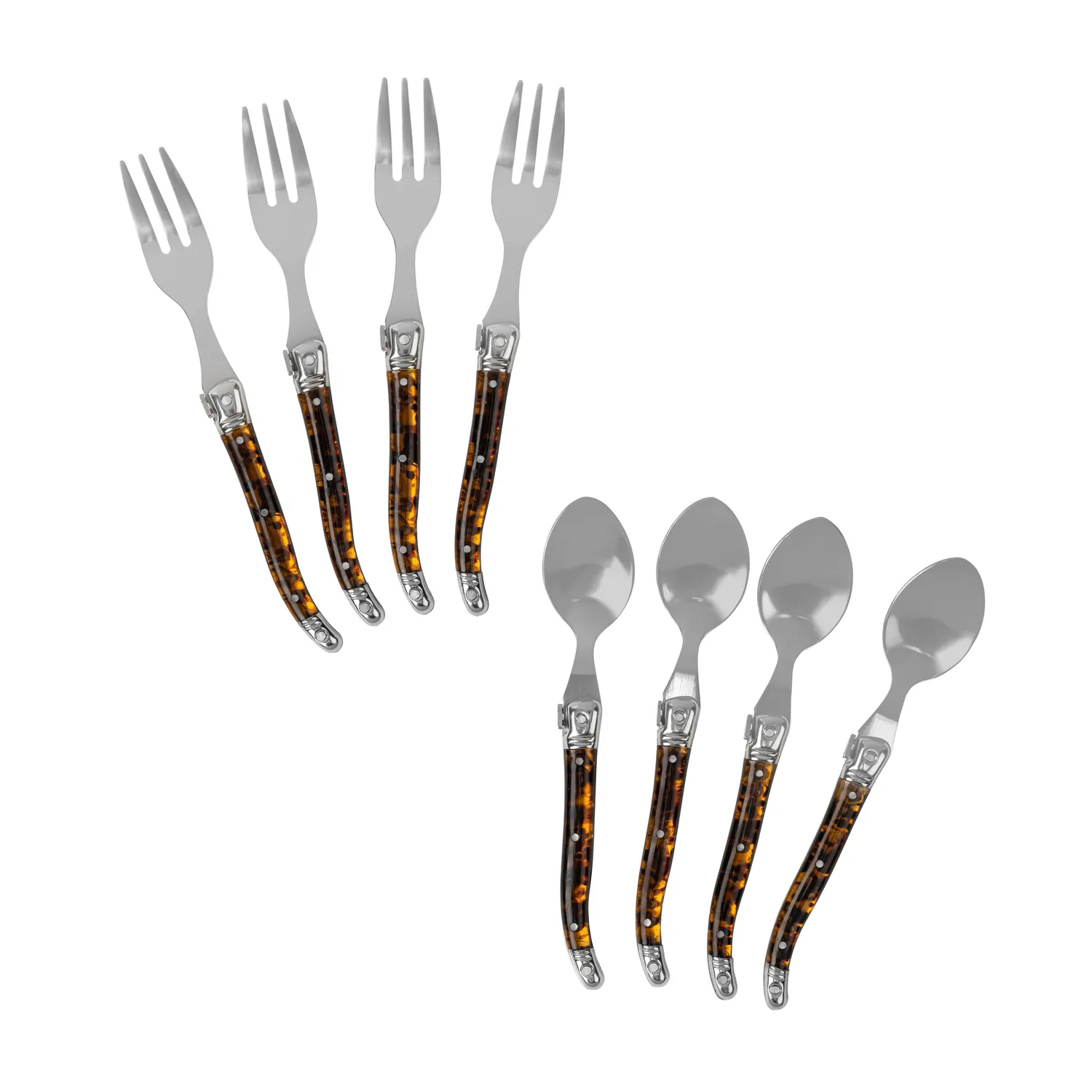 French Home 8-Piece Laguiole Cocktail/Dessert Spoon and Fork Set