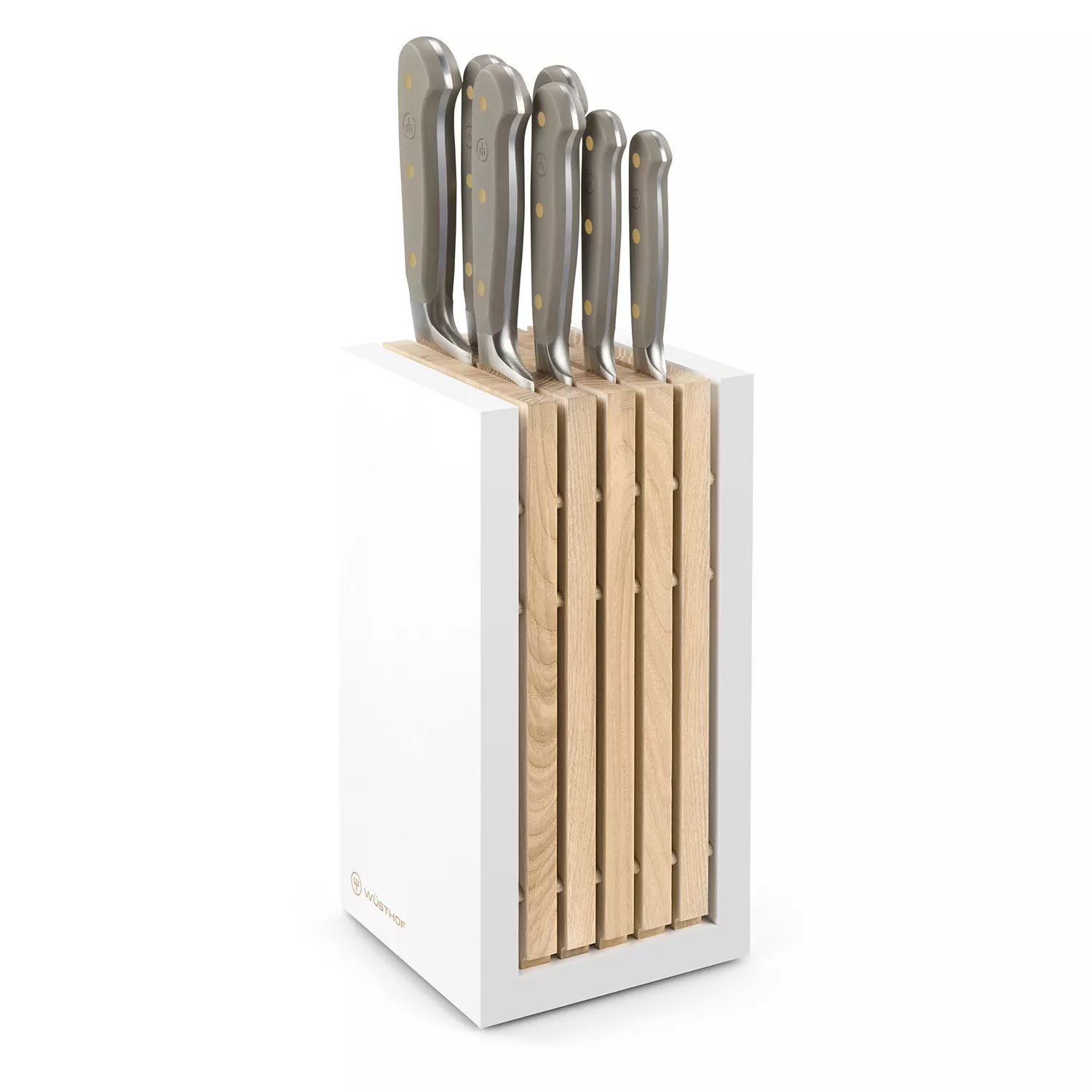 50s Retro-Style 7pc Knife Block Set, Cream