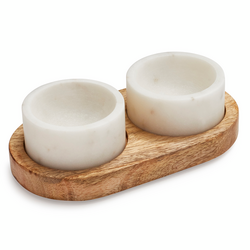 Marble and Wood 3-Piece Serving Set