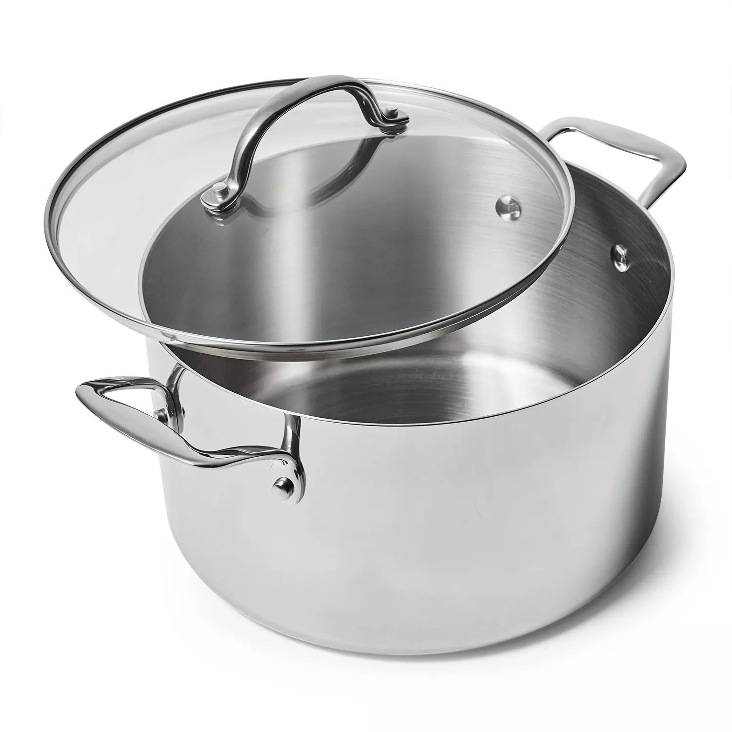 Tri-Ply Clad 8 Qt Stainless Steel Covered Stock Pot - Glass Lid