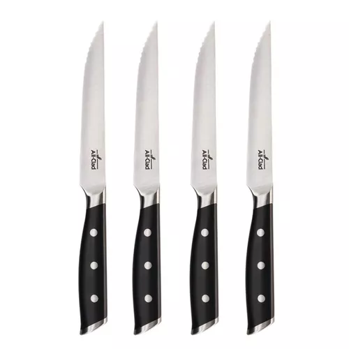 GrandTies Feinste Steak Knives Set of 4 with Designed Knife Box - Silver - 4 Piece