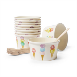 Sur La Table Ice Cream Cups & Wooden Spoons, Set of 20