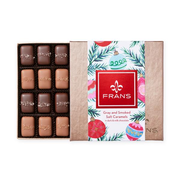 Fran's Chocolates Gray Smoked Salt Caramels Holiday Gift Box