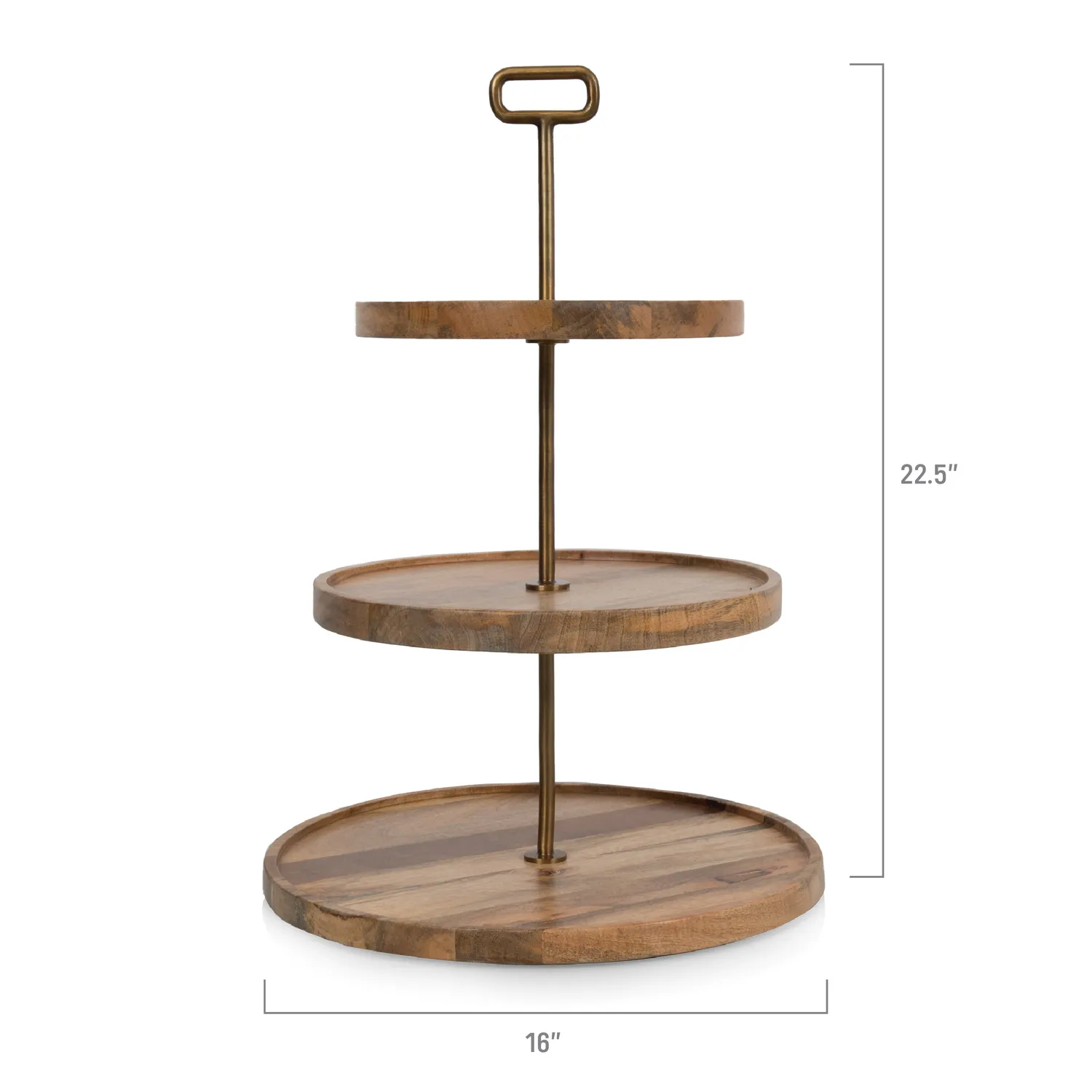 Picnic Time Mango Wood 3-Tier Serving Tray