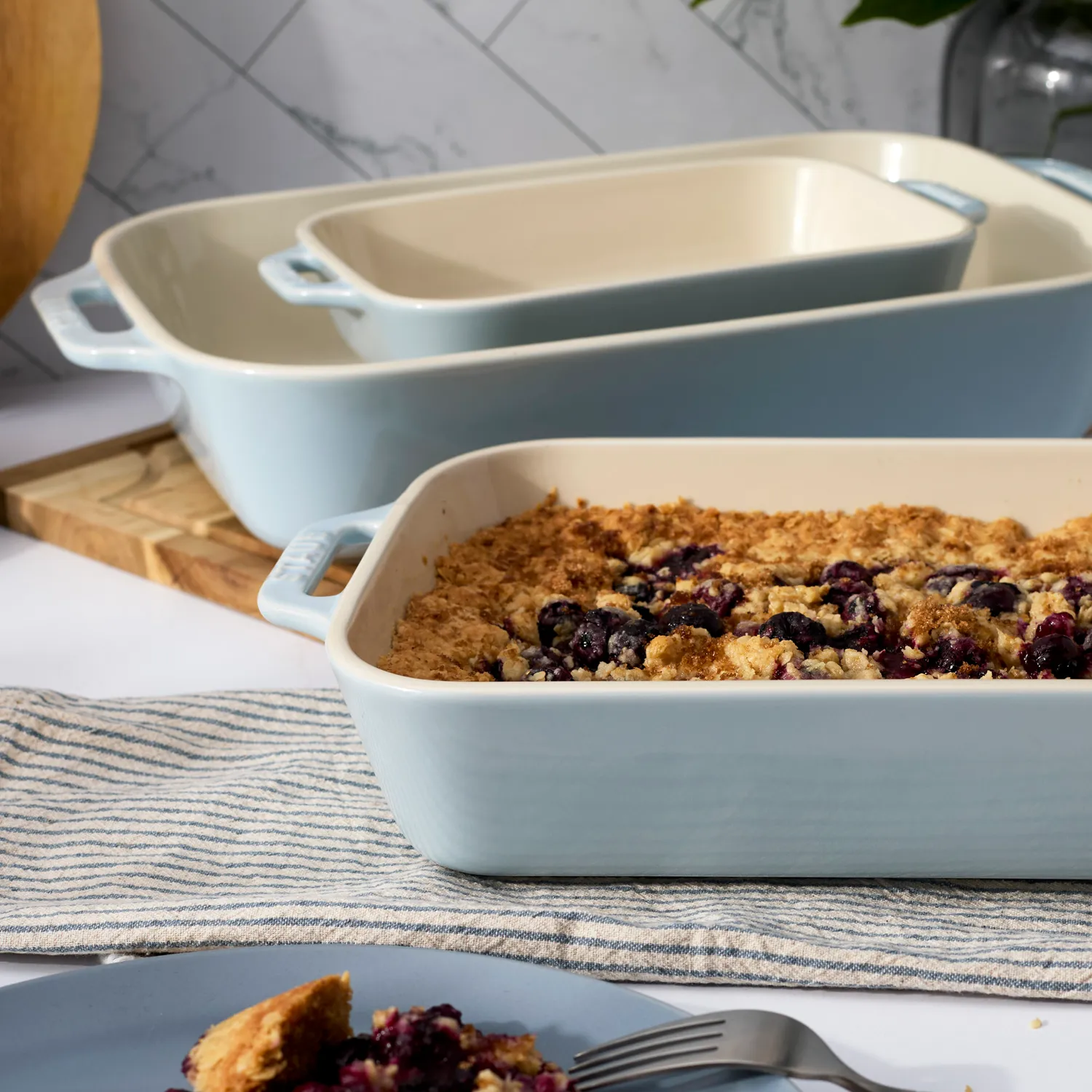 Staub Pastel Macaron Stoneware 3-Piece Rectangular Baker Set
