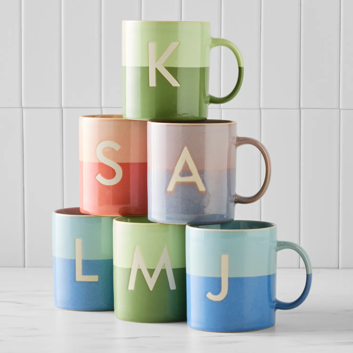 Sur La Table Color Block Monogram Mug, 16.2oz