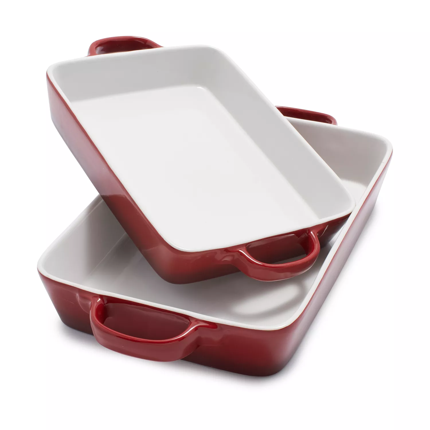 Cuisine & Co 7 Piece Red Artisan Ceramic Stoneware Bundle with 2 qt  Casserole Dish w/