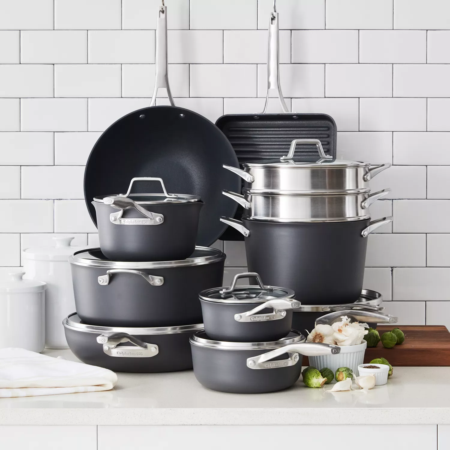 Calphalon Premier Space-Saving Hard-Anodized Nonstick 10-Piece Cookware Set